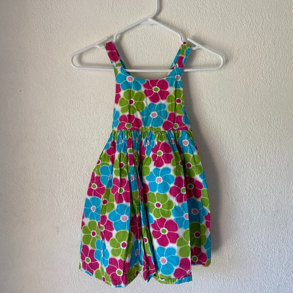 3/$30 Girls Stylish Gymboree Blue Pink Green Flower Dress 100% Cotton Size 6